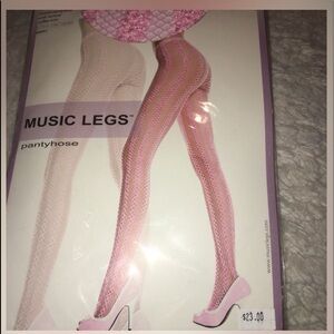 Music legs pantyhose pink fishnet